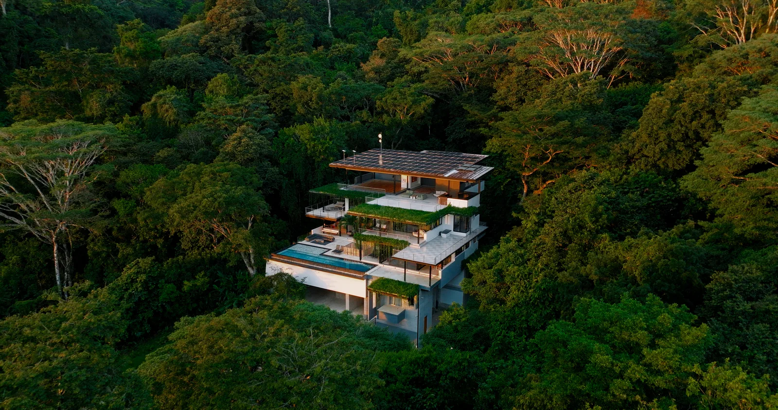 La Chicharrita nestled in the rainforest, seen from above.